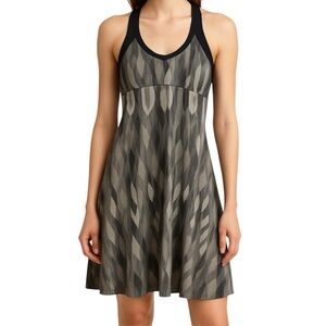 PRANA Cantine Sleeveless Athletic Dress Racerback Built In Bra Grey Black Small